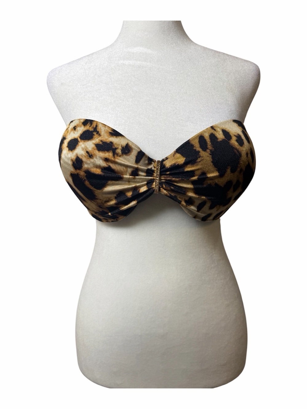 Victoria's Secret Leopard Print Strapless Bandeau Swim Top. Size 36D.